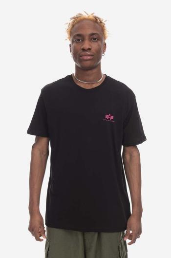 Bavlnené tričko Alpha Industries Basic T Small Logo 188505.693-black, čierna farba, jednofarebné