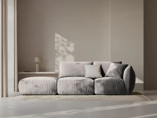 Canapea modulara 3 locuri cotiera stanga, Chris-184, Micadoni Home, 315x100x80 cm, catifea, gri