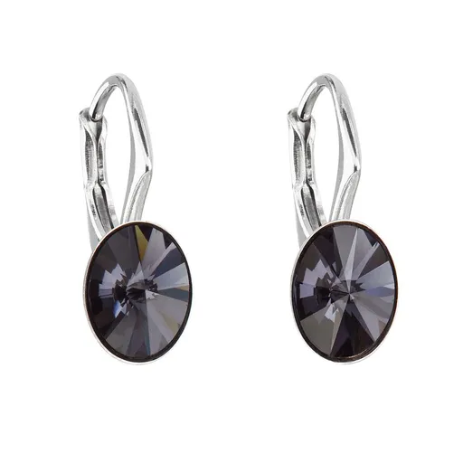 Evolution Group - Pavona Cercei ovali strălucitori cu cristale Swarovski 31276.3 graphite