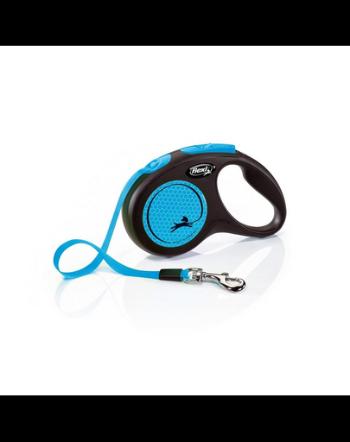 FLEXI New Neon lesa automata pentru caini, albastru, marimea S, 5 m