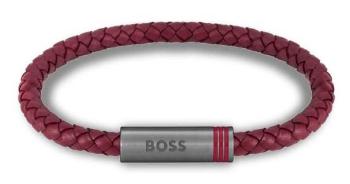 Hugo Boss Brățară elegantă din piele vișinie Ares Single 1580626