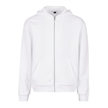 Build Your Brand Hebká pánska mikina na zips Fluffy - Biela | L