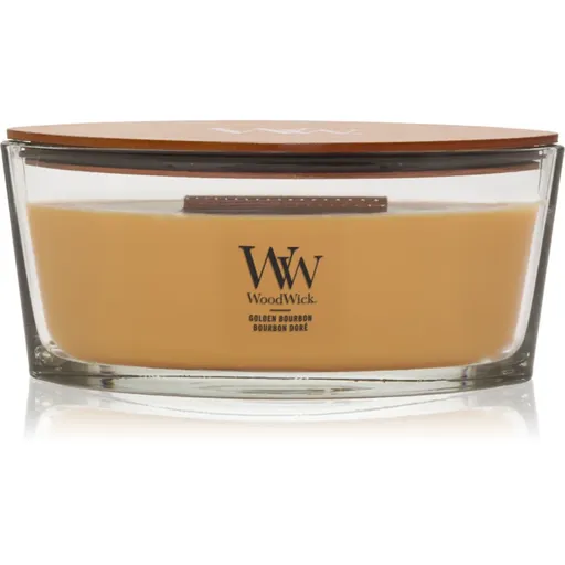 Woodwick Opulent Wood Golden Bourbon lumânare parfumată cu fitil din lemn (hearthwick) 453.6 g
