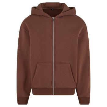 Build Your Brand Hebká pánska mikina na zips Fluffy - Čokoládová | L