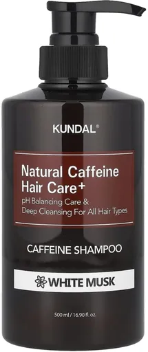 KUNDAL Șampon natural pentru îngrijirea părului cu cafeină Natural Caffeine Hair Care+ White Musk (Caffeine Shampoo) 500 ml
