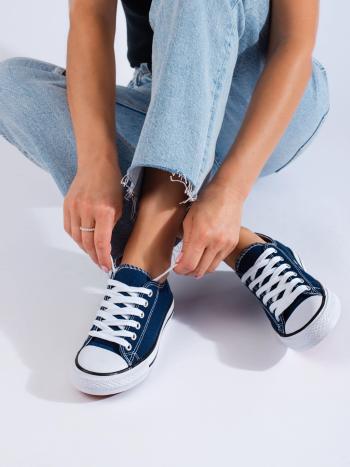 Adidași interesanți pentru femei de culoare albastru închis fără toc