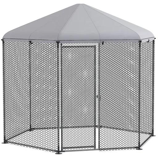 PawHut Țarc pentru găini exterior 5 m² parc cu plasă dim. 2,8L x 2,45l x 2,46H - spațiu acoperit - 5/8 găini | Aosom Romania