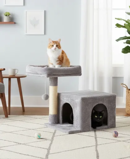 Casă pentru pisici, Paws & Whiskers, Cairo, 100% WELSOFT FABRIC, Antracit