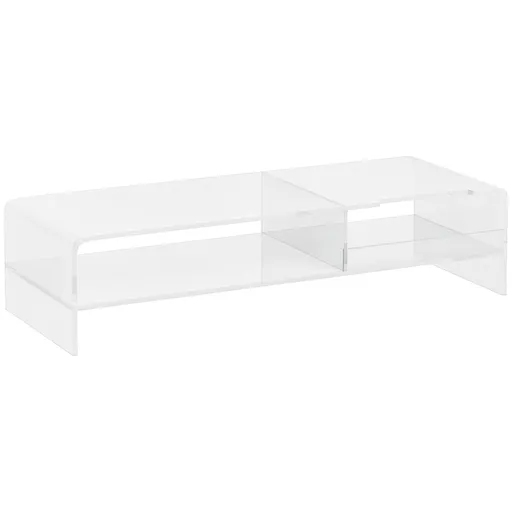 HOMCOM Suport Monitor Acrilic cu 2 Rafturi, Suport Ergonomic pentru PC, Transparent, 50.8x19x12 cm, Ideal pentru Birouri Moderne | Aosom Romania