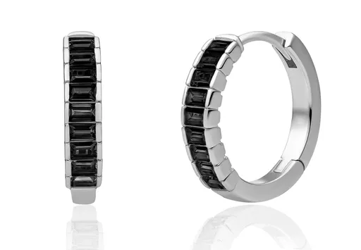 Sparkling Jewels Cercei din argint cu zirconiu cubic negru EAS23-CZ02