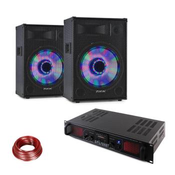 LED15BT, DJ PA set, 2 boxe PA Fenton, amplificator HiFi skytec, cablu de difuzor