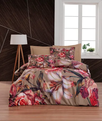 Lenjerie de pat dubla, L'essentiel Maison, 470, Maro / Roșu / Roz / Verde