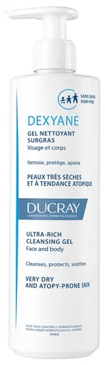 Ducray Gel de spălare ultra nutritiv Dexyane (Ultra-Rich Cleansing Gel) 400 ml