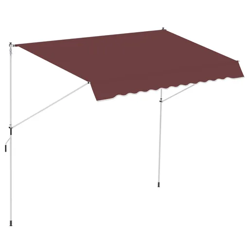Outsunny Copertină manual retractabilă 3L x 1,5m, înălțime ajustabilă,material din poliester anti-UV, Roșu | Aosom Romania