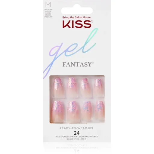 KISS Gel Fantasy Ready to Wear Gel unghii artificiale Winter Sparks 24 buc