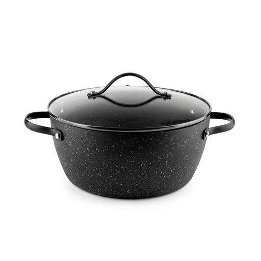 Cratiță Luigi Ferrero Symphony FR-2410, 24x11.5 cm, 4.3 l, Acoperire antiaderentă, Capac din sticlă cu gaură pentru abur, Mânere din oțel cu PVD, Indu