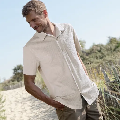 Cămașă cu guler bowling, seersucker