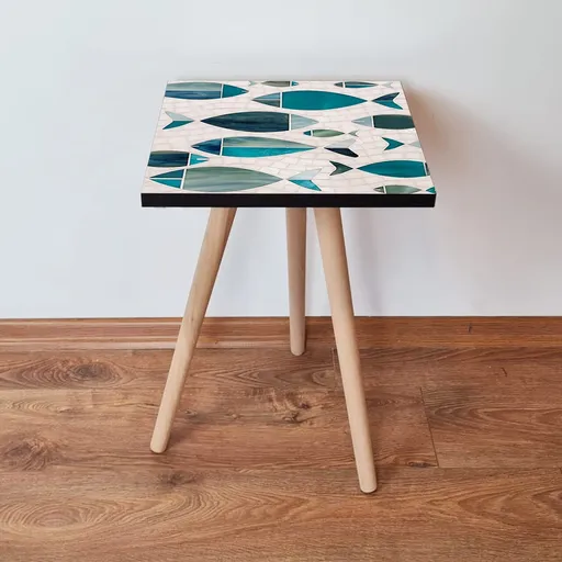 Masuta, Hanah Home, Shp269, 35x42x35 cm, Albastru / Verde / Alb