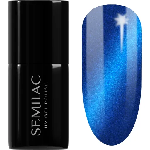 Semilac UV Hybrid Silk Effect unghii cu gel folosind UV / lampă cu LED culoare 466 Blue Silk Pyjamas 7 ml