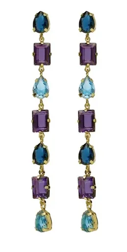 Victoria Cruz Cercei lungi de lux cu cristale Balance A4719-12DT