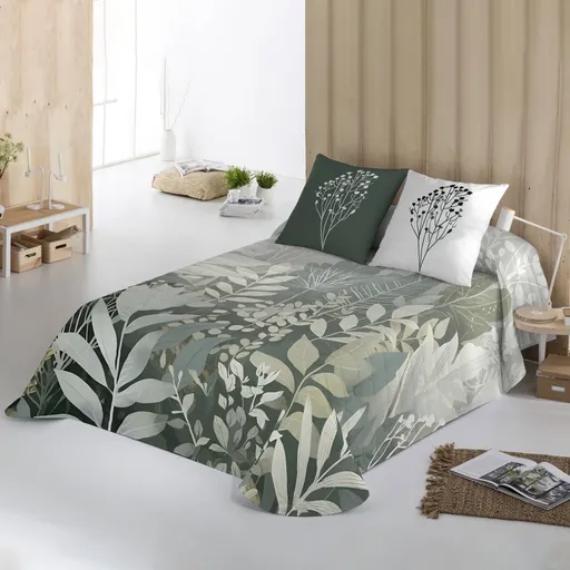 Cuvertură matlasată cu imprimeu cu frunze Natura