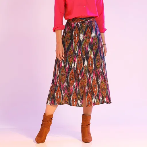 Fustă imprimată cu nasturi