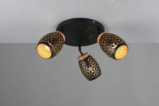 Plafoniera Bidar, RL, 58x27 cm, 10W, 3x E14, metal, negru/natur