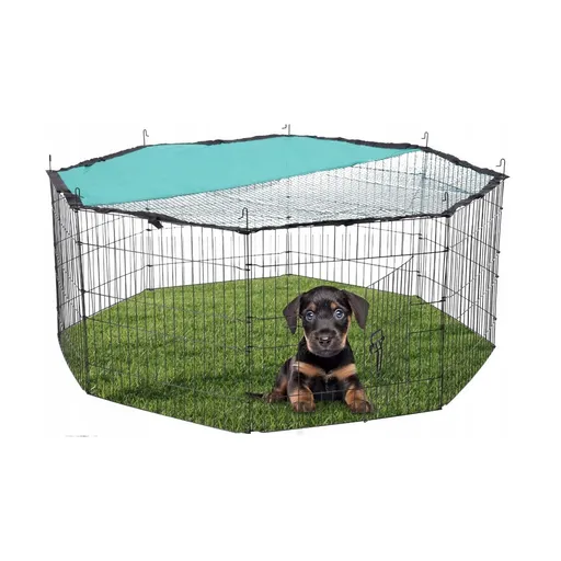 Țarc de plasă pentru animale mici Aldotrade,cu protecție solară, 8 panouri 56 x 57 cm