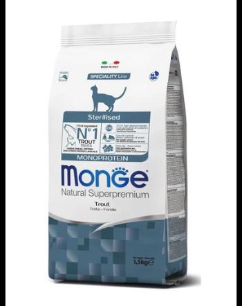 MONGE Monoprotein Cat Sterilised Hrana uscata pisici sterilizate, cu pastrav 400 g