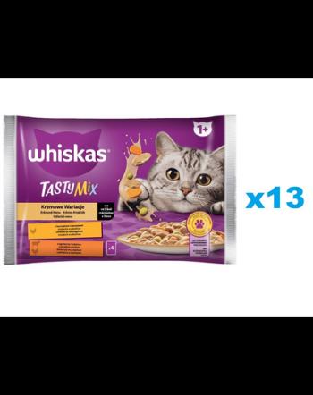 WHISKAS Adult pliculete pisici 52x85g Creamy Variations hrana umeda pentru pisici adulte in sos cu: pui si legume, miel si curcan