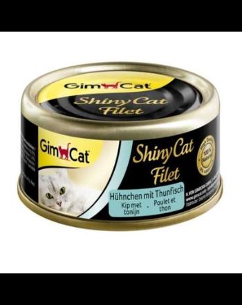 GIMCAT Shiny Cat Filet Chicken&amp;Tuna 70g Hrana umeda cu pui si ton in sos pentru pisici