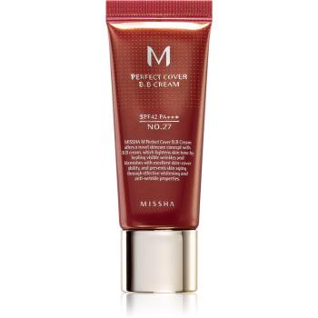 Missha M Perfect Cover crema BB cu protectie ridicata si filtru UV pachet mic culoare No. 27 Honey Beige SPF 42/PA+++ 20 ml