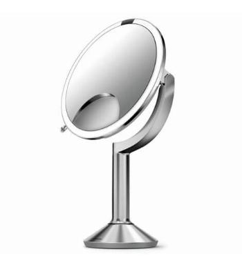 Simplehuman Oglindă cosmetică reîncărcabilă Sensor TRIO cu control tactil și iluminare LED, cu factor de mărire 1x/5x/10x Oțel inoxidabil periat