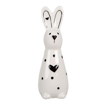 Bílo-černá keramická dekorace králíček Black&White Bunny - 5*4*13 cm 6CE1705