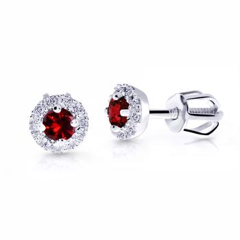 Cutie Jewellery Cercei fini din aur alb cu pietre roșii de zircon Z9002-3100-30-40-X-2