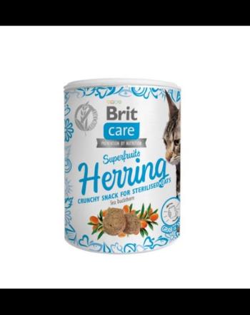 BRIT Care Cat Snack Superfruits 6x100 g hering si somon pentru pisici sterilizate, mix arome