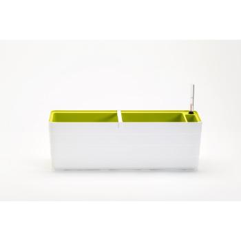 Ghiveci cu auto-irigare Plastia Berberis 60, alb +verde, alb, 60 cm