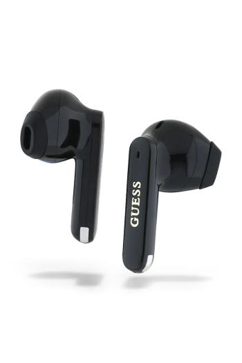 Bezdrôtové slúchadlá Guess Elongated Metalic Printed Logo čierna farba