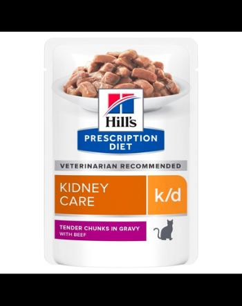 HILL'S Prescription Diet Feline k/d Plicuri hrana umeda pisici cu probleme renale, cu vita 12x85 g