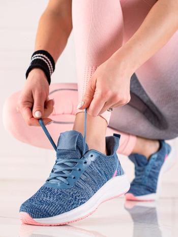 Adidași moderni de culoare albastră pentru femei fără toc