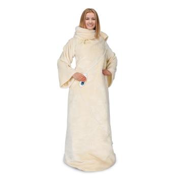 Klarstein Slanket, pătură termică cu mâneci, 120W, 155x180cm, coral, fleece