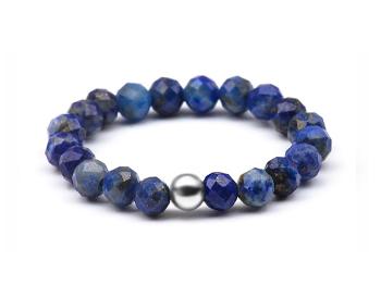 Agato Inel de mărgele cu lapis lazuli POL-R02 53 mm