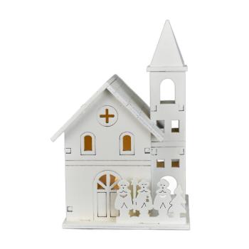 Decor iluminat de Crăciun Biserica din lemn, 8 x13 x 8 cm, LED