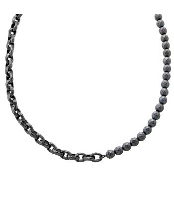 Armani Exchange Colier la modă pentru bărbați cu mărgele de hematit AXG0150060