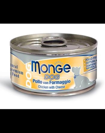 MONGE Natural Dog hrană umedă pentru câini, cu pui și brânză 95g