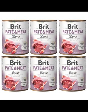 BRIT Pate&amp;Meat lamb 6 x 800 g Conserva pentru caini, pateu cu miel
