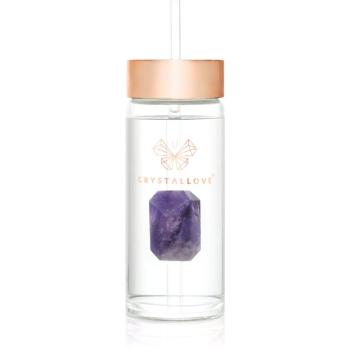 Crystallove Straw Water Bottle sticlă pentru apă cu pai Amethyst 400 ml