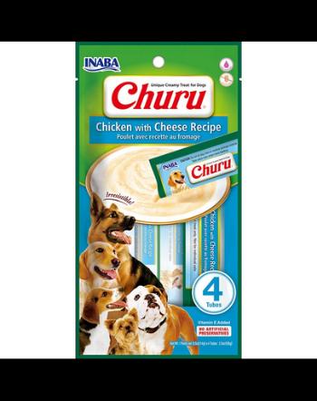 INABA Churu Chicken with Cheese 4x14g snack cremos cu pui si branza pentru caini