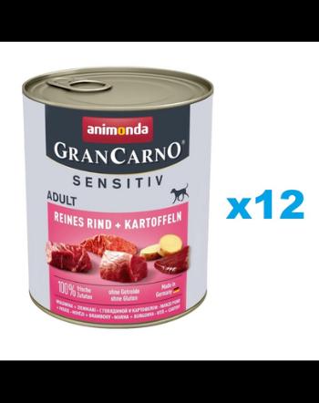 ANIMONDA Grancarno Sensitive Pachet hrana caini sensibili, cu vita si cartofi 12x800 g