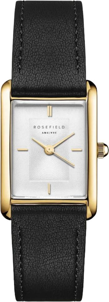 Rosefield Heirloom Modern White Dial Gold Black Leather HWBLG-H06